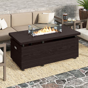 51 Inch Propane Fire Pit Table with Removable Lid-Brown