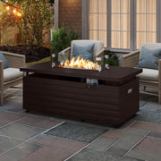 51 Inch Propane Fire Pit Table with Removable Lid-Brown