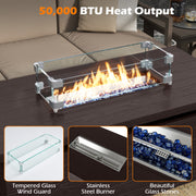 51 Inch Propane Fire Pit Table with Removable Lid-Brown