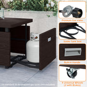51 Inch Propane Fire Pit Table with Removable Lid-Brown