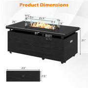51 Inch Propane Fire Pit Table with Removable Lid-Black