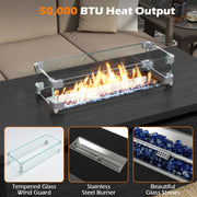 51 Inch Propane Fire Pit Table with Removable Lid-Black
