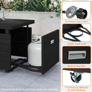 51 Inch Propane Fire Pit Table with Removable Lid-Black