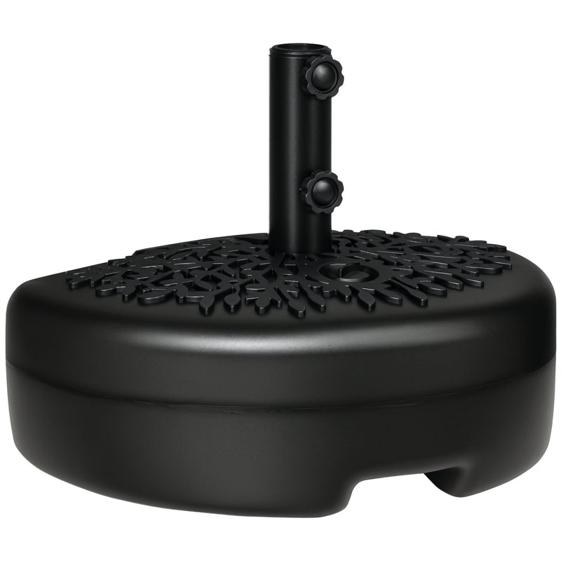 Outsunny - Plastic Half Round Umbrella Base, Sand or Water Filled Half Patio Umbrella Stand Holder 40lb Water or 46lb Sand, Black