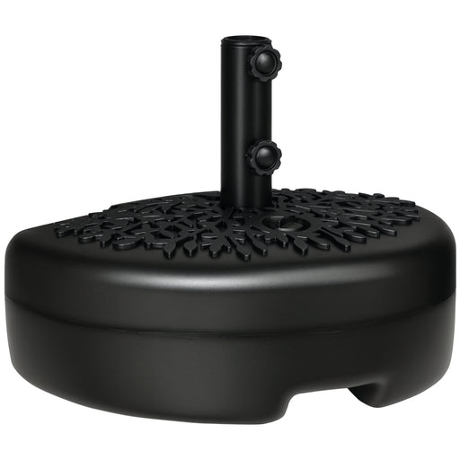 Outsunny - Plastic Half Round Umbrella Base, Sand or Water Filled Half Patio Umbrella Stand Holder 40lb Water or 46lb Sand, Black