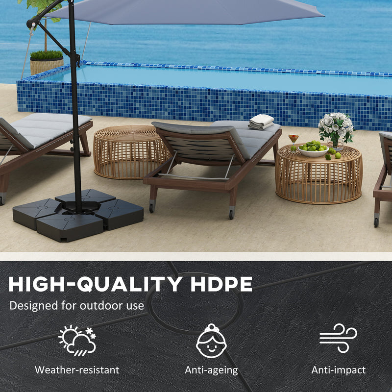 Outsunny - Umbrella Weights for Cantilever Parasols, Set of 4 Heavy Duty Parasol Base Weights, Black — 84D-368V00BK