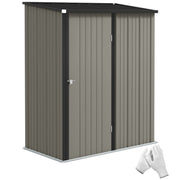 5' x 3' Outdoor Storage Shed, Steel Garden Shed with Single Lockable Door, Tool Storage Shed for Backyard, Grey