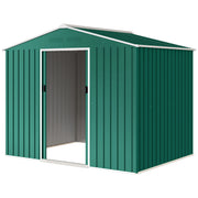 8' x 6' Outdoor Storage Shed, Metal Garden Tool Storage House with Lockable Sliding Doors and Vents, Green