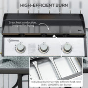 Outsunny - 3 Burner Liquefied Gas Grill, Portable Tabletop BBQ Grill, for Camping, Picnic, Silver