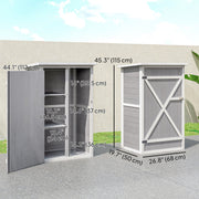 29.9"x21.7"x45.3" Garden Storage Shed with Asphalt Roof, Outdoor Storage Cabinet w/ Shelves, Grey