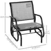 Outsunny - Patio Glider with Breathable Mesh Fabric Seat & Backrest, Metal Frame Outdoor Glider Swing Chair with Armrests, Grey