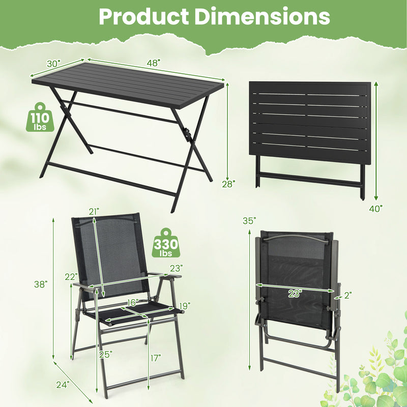 Costway - 5-Piece Foldable Outdoor Dining Set for Backyard Garden Deck