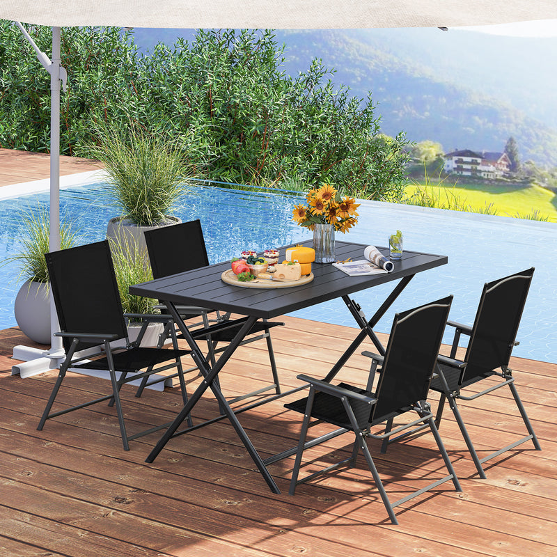 Costway - 5-Piece Foldable Outdoor Dining Set for Backyard Garden Deck
