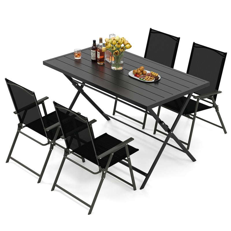 Costway - 5-Piece Foldable Outdoor Dining Set for Backyard Garden Deck
