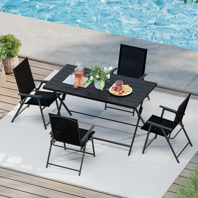 Costway - 5-Piece Foldable Outdoor Dining Set for Backyard Garden Deck