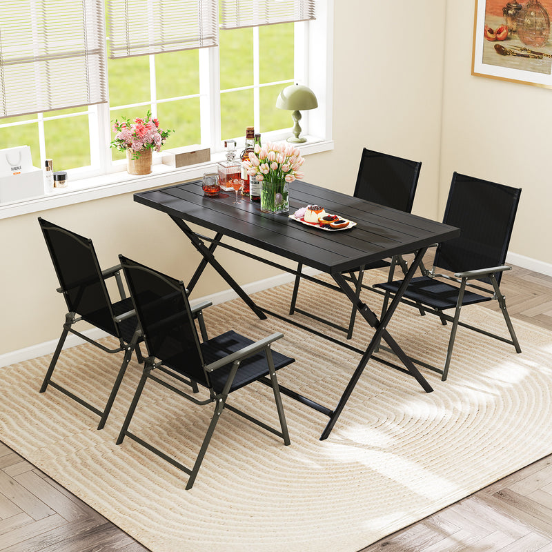 Costway - 5-Piece Foldable Outdoor Dining Set for Backyard Garden Deck