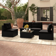 Costway - 5-Piece Outdoor Patio Furniture Set with Cushions and Coffee Table-Black
