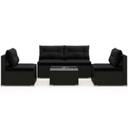 Costway - 5-Piece Outdoor Patio Furniture Set with Cushions and Coffee Table-Black