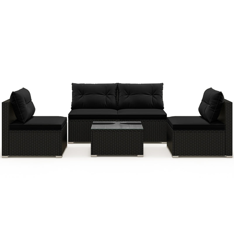Costway - 5-Piece Outdoor Patio Furniture Set with Cushions and Coffee Table-Black