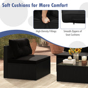 Costway - 5-Piece Outdoor Patio Furniture Set with Cushions and Coffee Table-Black