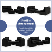 Costway - 5-Piece Outdoor Patio Furniture Set with Cushions and Coffee Table-Black