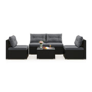 Costway - 5-Piece Outdoor Patio Furniture Set with Cushions and Coffee Table-Gray