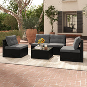 Costway - 5-Piece Outdoor Patio Furniture Set with Cushions and Coffee Table-Gray