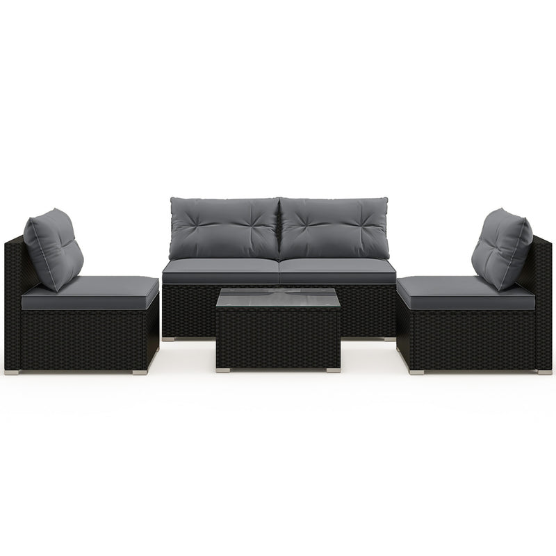 Costway - 5-Piece Outdoor Patio Furniture Set with Cushions and Coffee Table-Gray