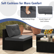 Costway - 5-Piece Outdoor Patio Furniture Set with Cushions and Coffee Table-Gray