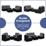 Costway - 5-Piece Outdoor Patio Furniture Set with Cushions and Coffee Table-Gray