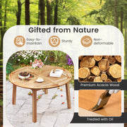 Costway - 5 Pieces Acacia Wood Patio Dining Set with Umbrella Hole
