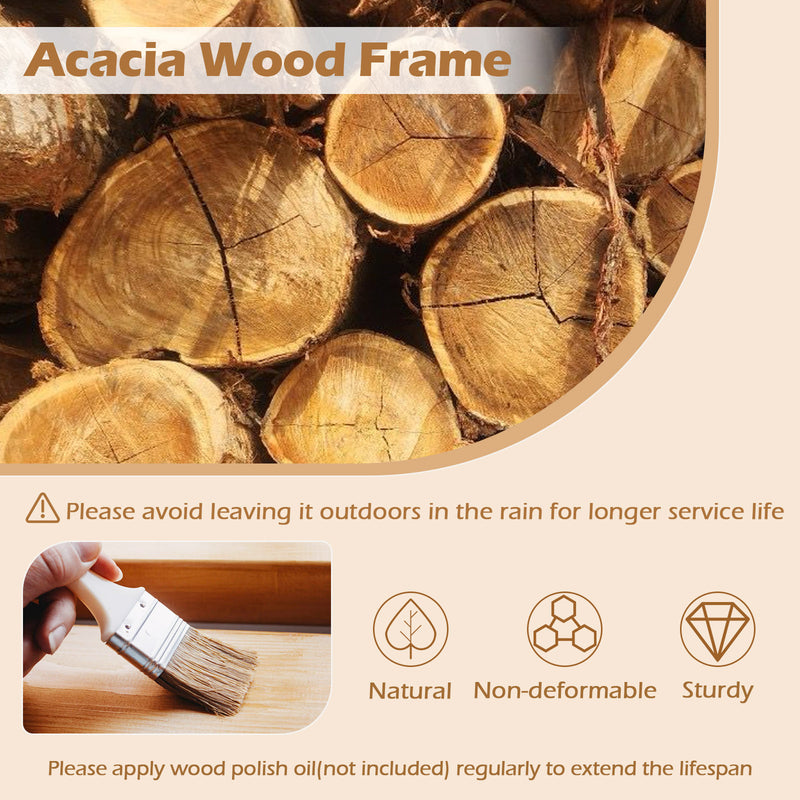 Costway - 5 Pieces Acacia Wood Patio Dining Set with Umbrella Hole