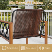 Costway - 5 Pieces PE Wicker Patio Furniture Set with Acacia Wood Frame