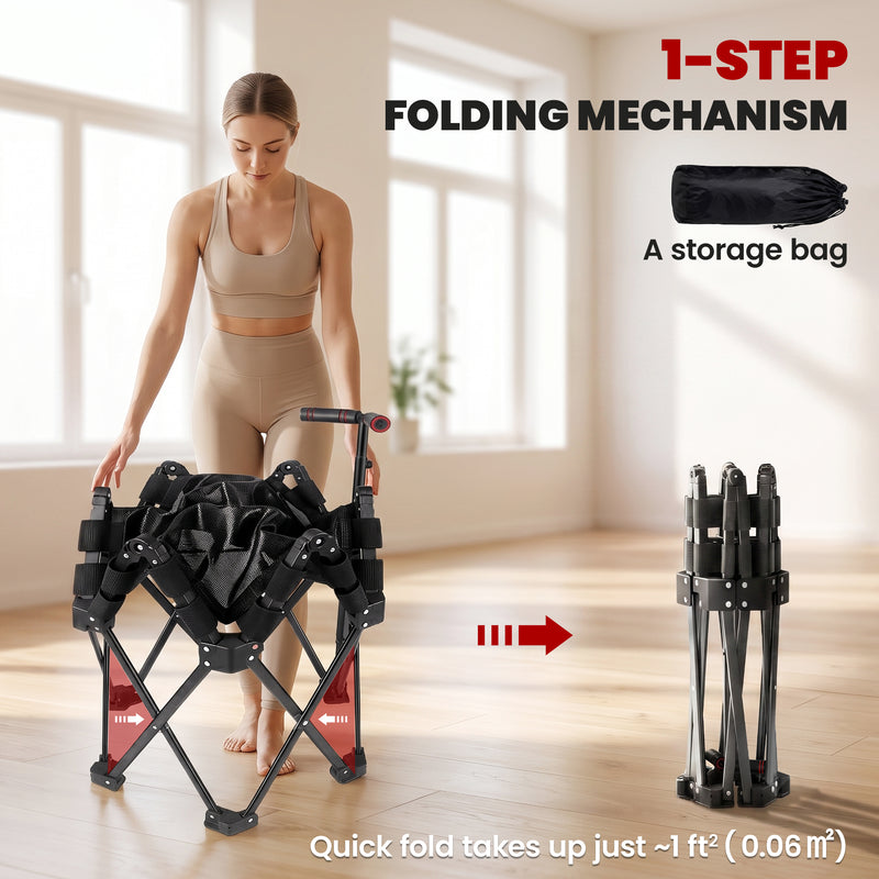 Soozier 42" Foldable Mini Trampoline, One-Step Fold Rebounder Trampoline with Adjustable Foam Handle for Indoor Outdoor Workout