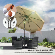 10 ft Patio Umbrella with Push Button Tilt and Crank, Outdoor Market Table Umbrella Parasol, Khaki