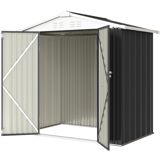 6.5' x 4' Outdoor Storage Shed, Metal Garden Shed with Lockable Double Doors, 4 Vents, Dark Grey