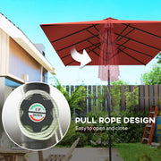 Double-Sided Patio Umbrella Parasol with Tilt, Adjustable Height, Vents and 12 Ribs, for Garden, Deck, Pool, Wine Red
