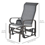 Outsunny - Patio Glider with Breathable Mesh Fabric, Outdoor Glider Chair, Garden Rocking Gliding Seat for Patio, Yard, Porch, Grey