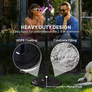 48 lbs Patio Umbrella Base Round HDPE Umbrella Base For 1.5" or 1.9" Outdoor Umbrella Poles Φ18.9" x 15.2" H Black
