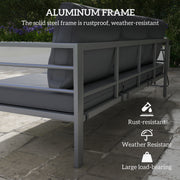 Outsunny - Aluminum Garden Sofa, 3-Person Outdoor Couch, Backyard Furniture for 3-person with Cushions, 72.8" x 26" x 25.2", Grey