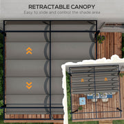 Outsunny - 10' x 10' Retractable Pergola, Garden Gazebo Shade Shelter, for Grill, Patio, Deck, Dark Grey