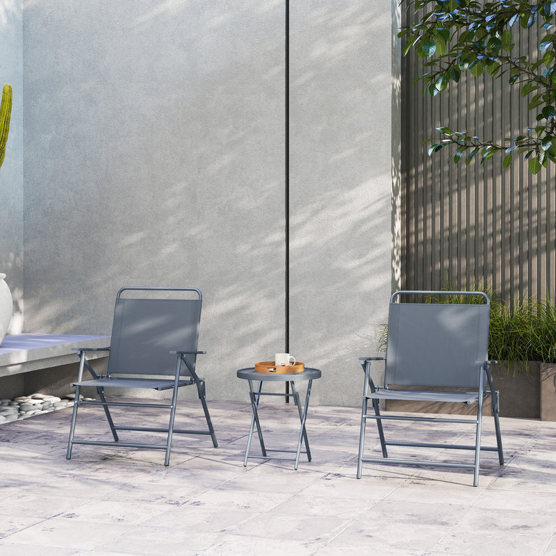 Outsunny - 3 Pieces Outdoor Bistro Set, Folding Patio Table and Chairs with Tempered Glass Tabletop for Garden, Deck & Backyard