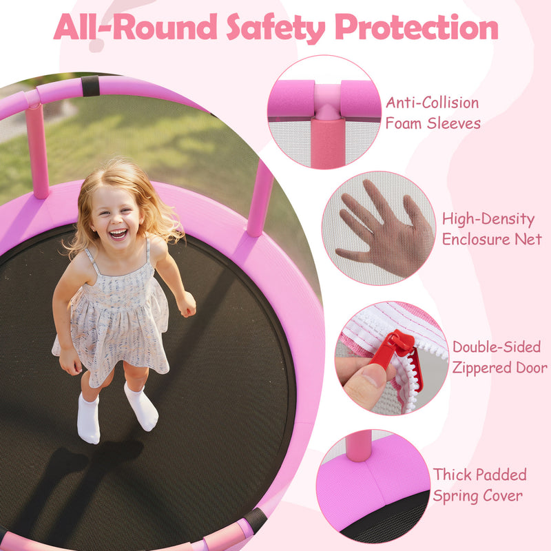 Costway - 60 inch 6-in-1 Kids Toddler Trampoline with Gymnastics Bar-Purple