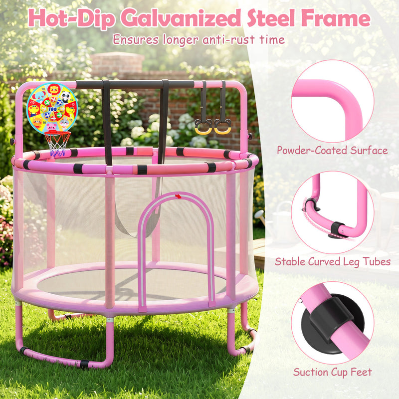 Costway - 60 inch 6-in-1 Kids Toddler Trampoline with Gymnastics Bar-Purple