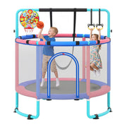 Costway - 60 inch 6-in-1 Kids Toddler Trampoline with Gymnastics Bar-Navy