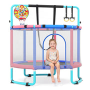 Costway - 60 inch 6-in-1 Kids Toddler Trampoline with Gymnastics Bar-Navy