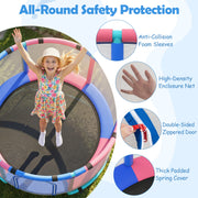 Costway - 60 inch 6-in-1 Kids Toddler Trampoline with Gymnastics Bar-Navy