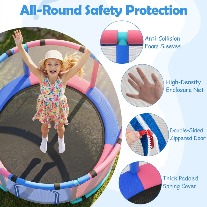 Costway - 60 inch 6-in-1 Kids Toddler Trampoline with Gymnastics Bar-Navy