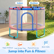 Costway - 60 inch 6-in-1 Kids Toddler Trampoline with Gymnastics Bar-Navy