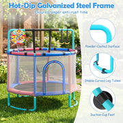 Costway - 60 inch 6-in-1 Kids Toddler Trampoline with Gymnastics Bar-Navy